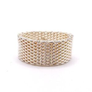 925 Sterling Silver Mesh Ring Milanese
